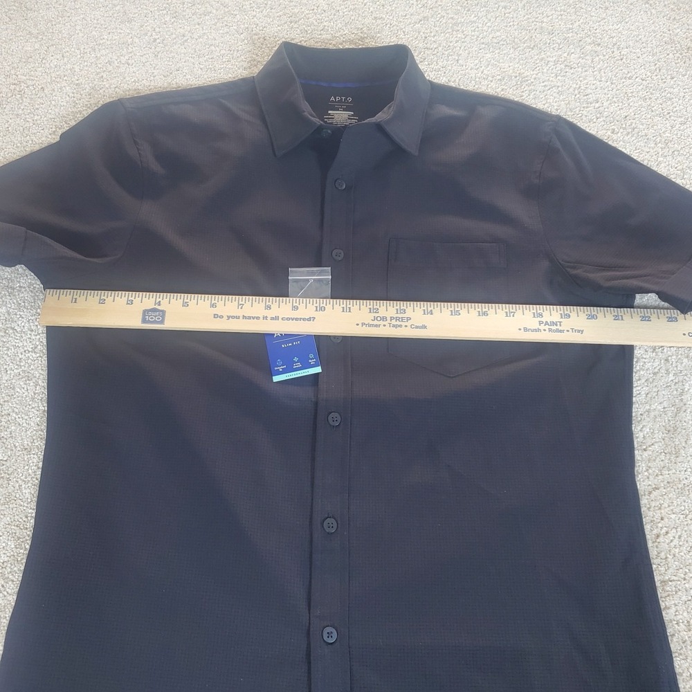 APT. 9 Men's Button Up Shirt Size M SLIM Black Short Sleeve NWTGS - Picture 3 of 11